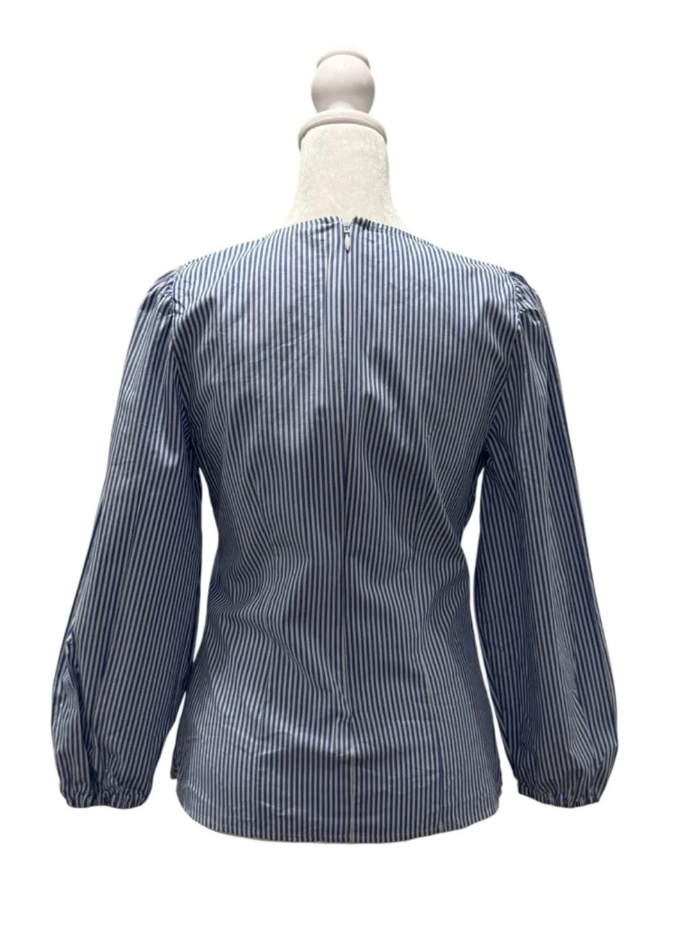 J.Crew Blue White Striped Puff Sleeve Cotton Blouse Top Size 0